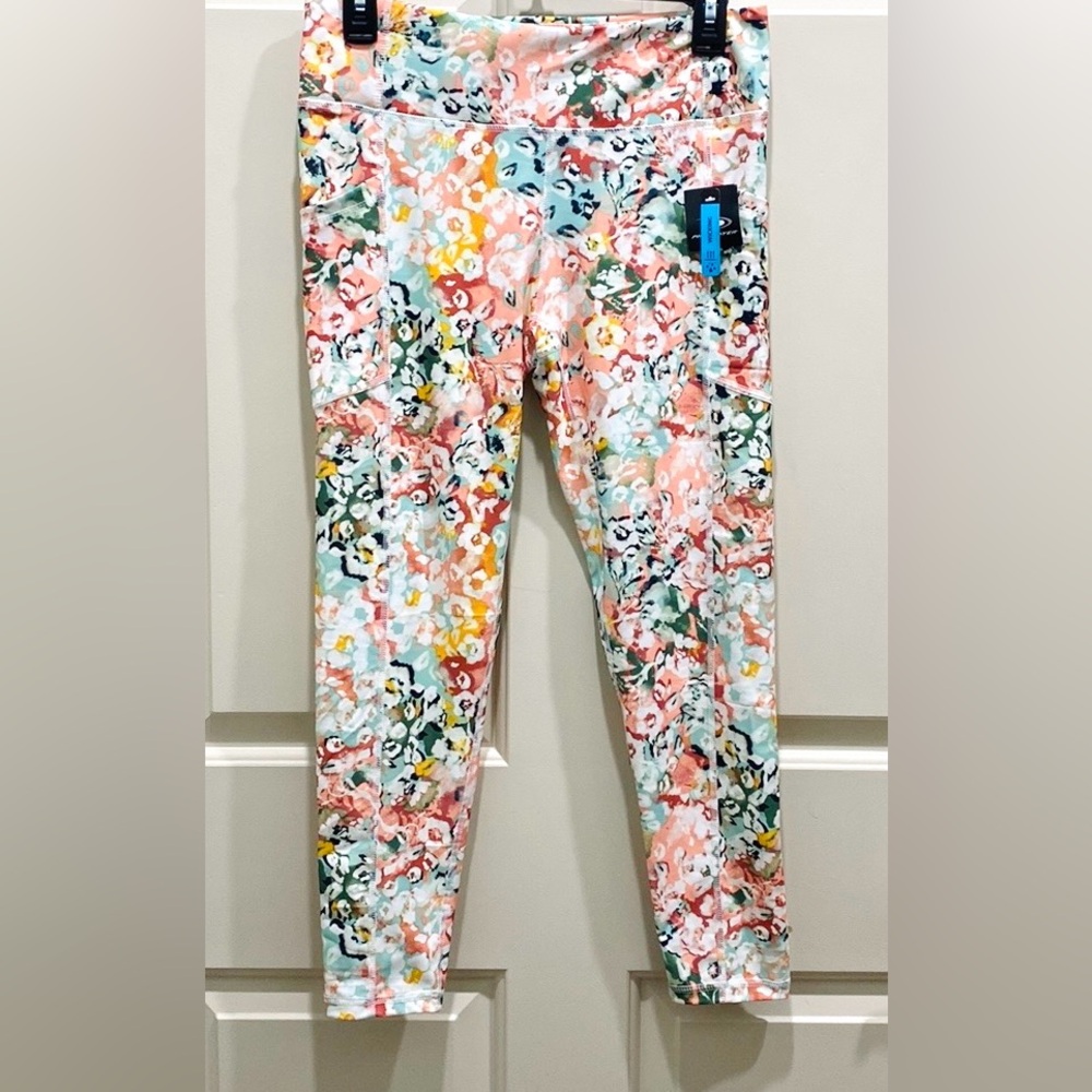 Pro Player Ladies Seal Leopard Multi Color Leggings with Pockets   NWT Size M
